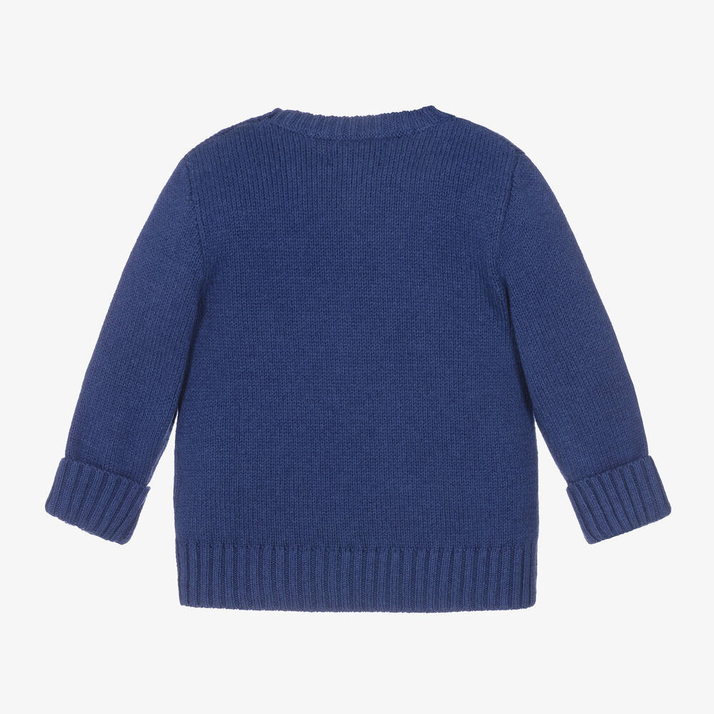 Ralph Lauren Baby Boys Blue Polo Bear Knit Jumper
