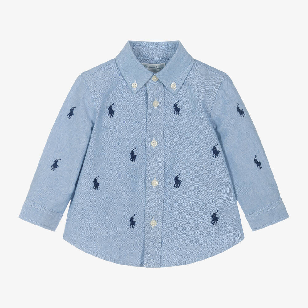 Ralph Lauren-Baby Boys Blue Pony Oxford Cotton Shirt | Childrensalon Outlet
