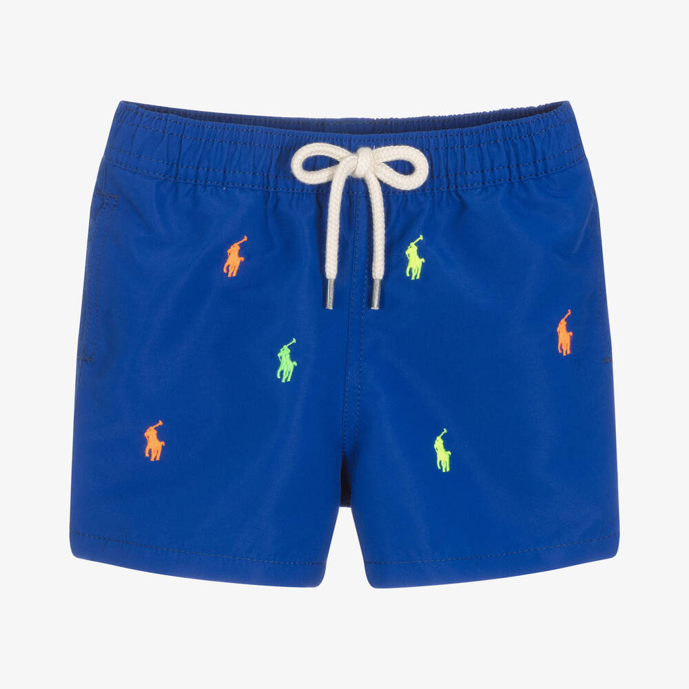 Ralph Lauren - Short de bain bleu Pony bébé garçon | Childrensalon