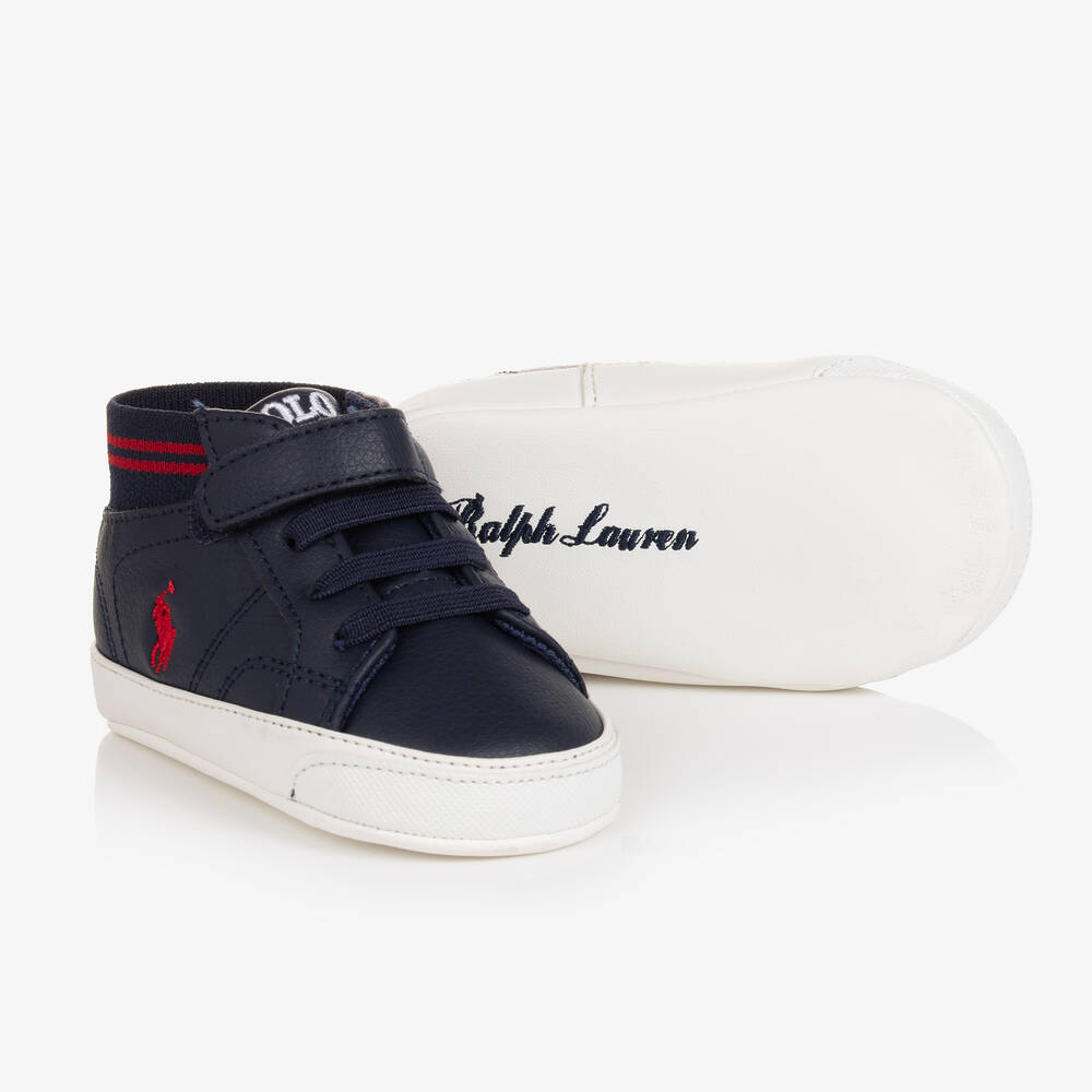 Ralph Lauren - Baby Boys Blue Pre-Walker Trainers | Childrensalon