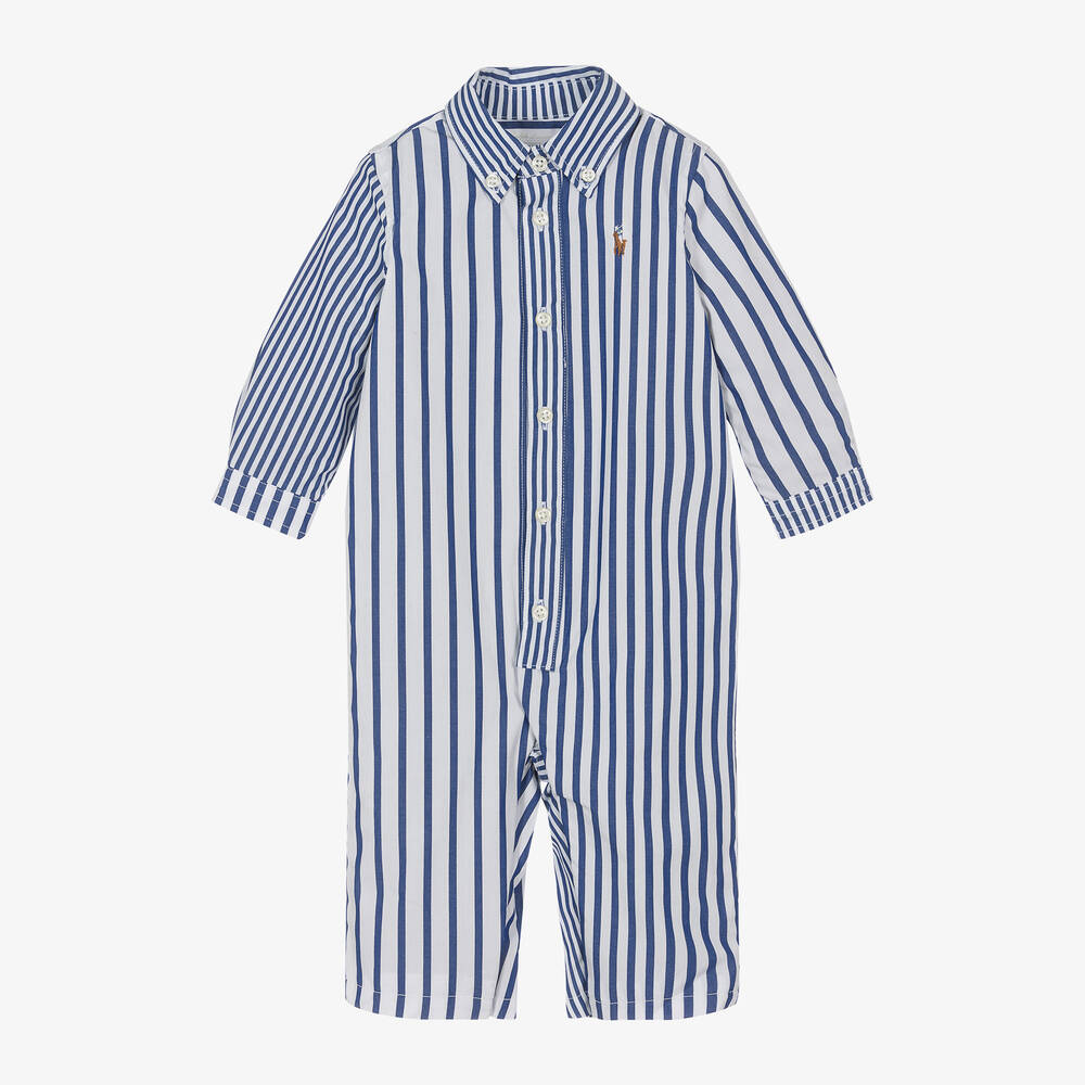 Ralph Lauren Pyjama bleu raye a col bebe garcon Childrensalon Outlet