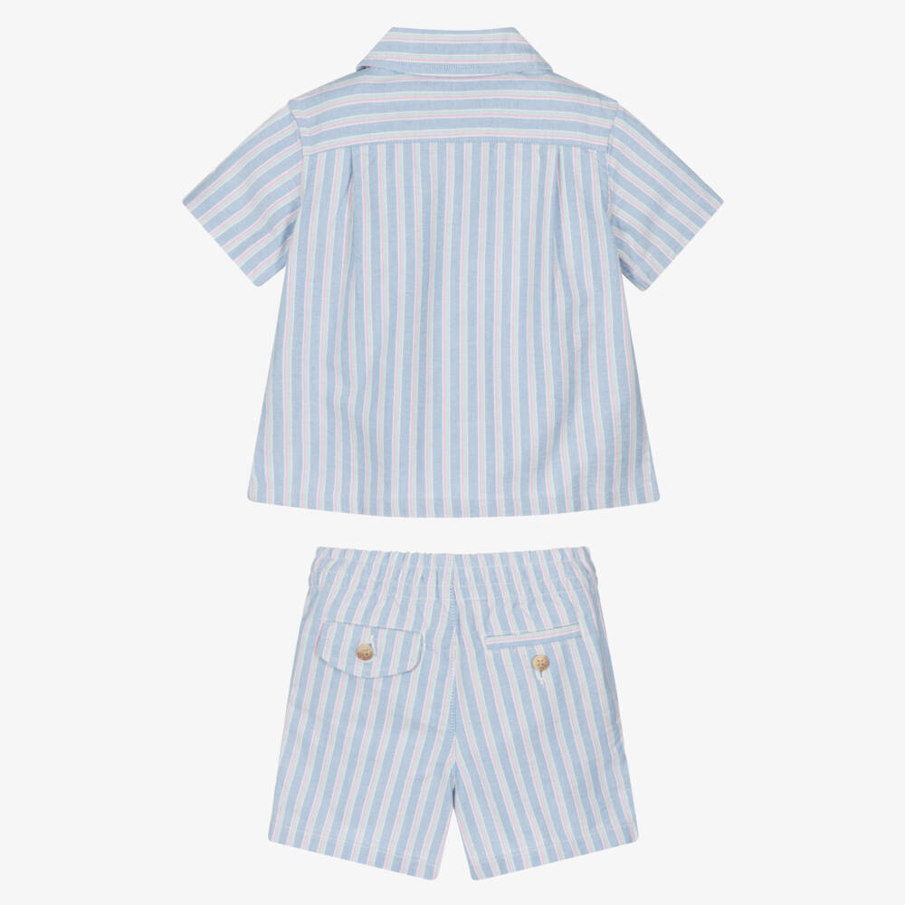 Ralph Lauren-Baby Boys Blue Striped Oxford Cotton Shorts Set | Childrensalon Outlet