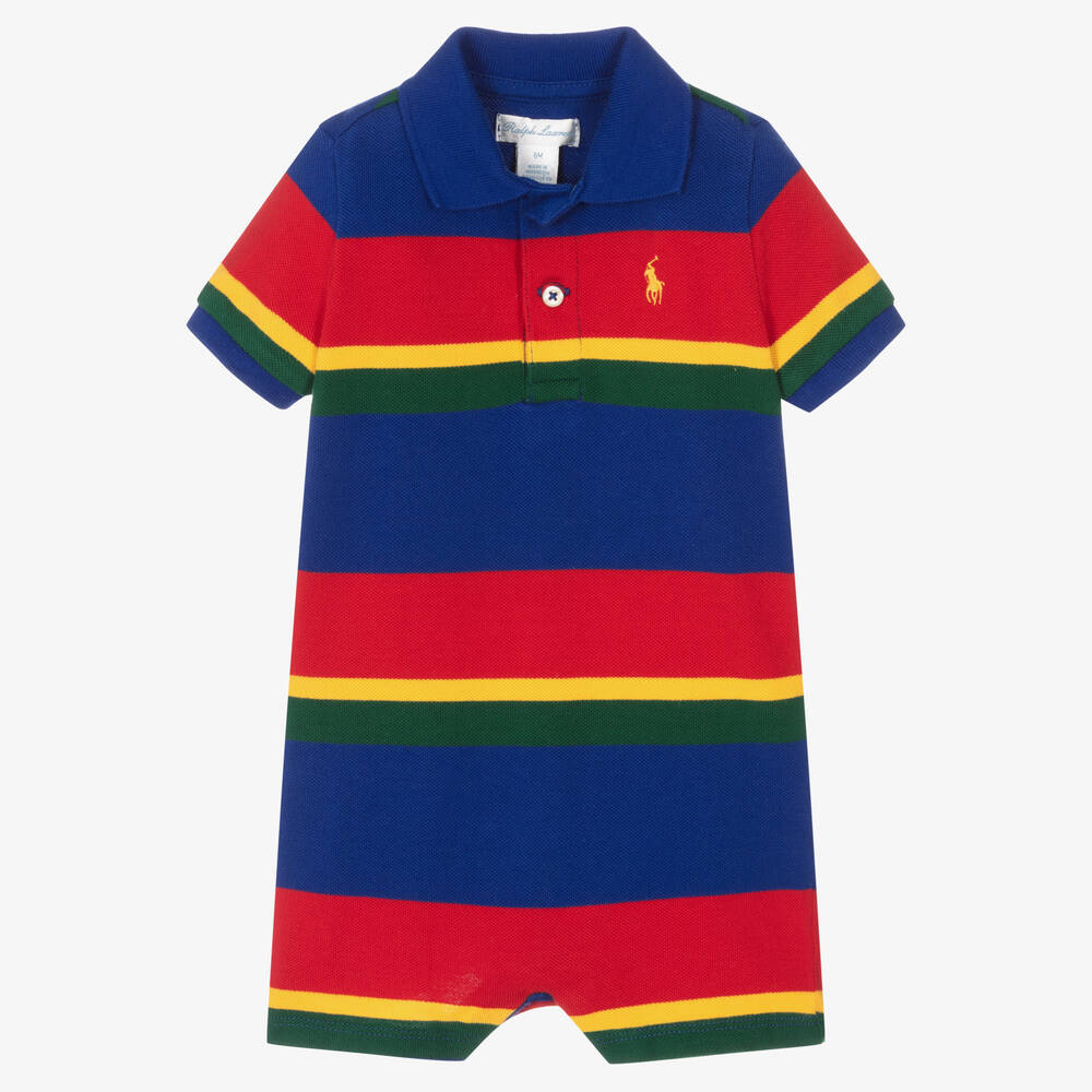 Ralph Lauren - Baby Boys Blue Striped Shortie | Childrensalon