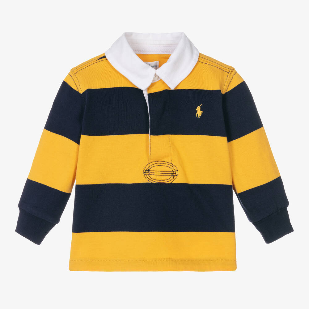 Ralph Lauren - Baby Boys Blue & Yellow Cotton Polo Top | Childrensalon