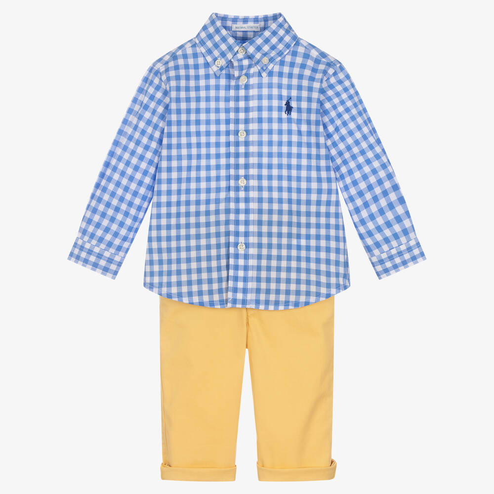 Ralph Lauren - Голубая рубашка и желтые брюки | Childrensalon