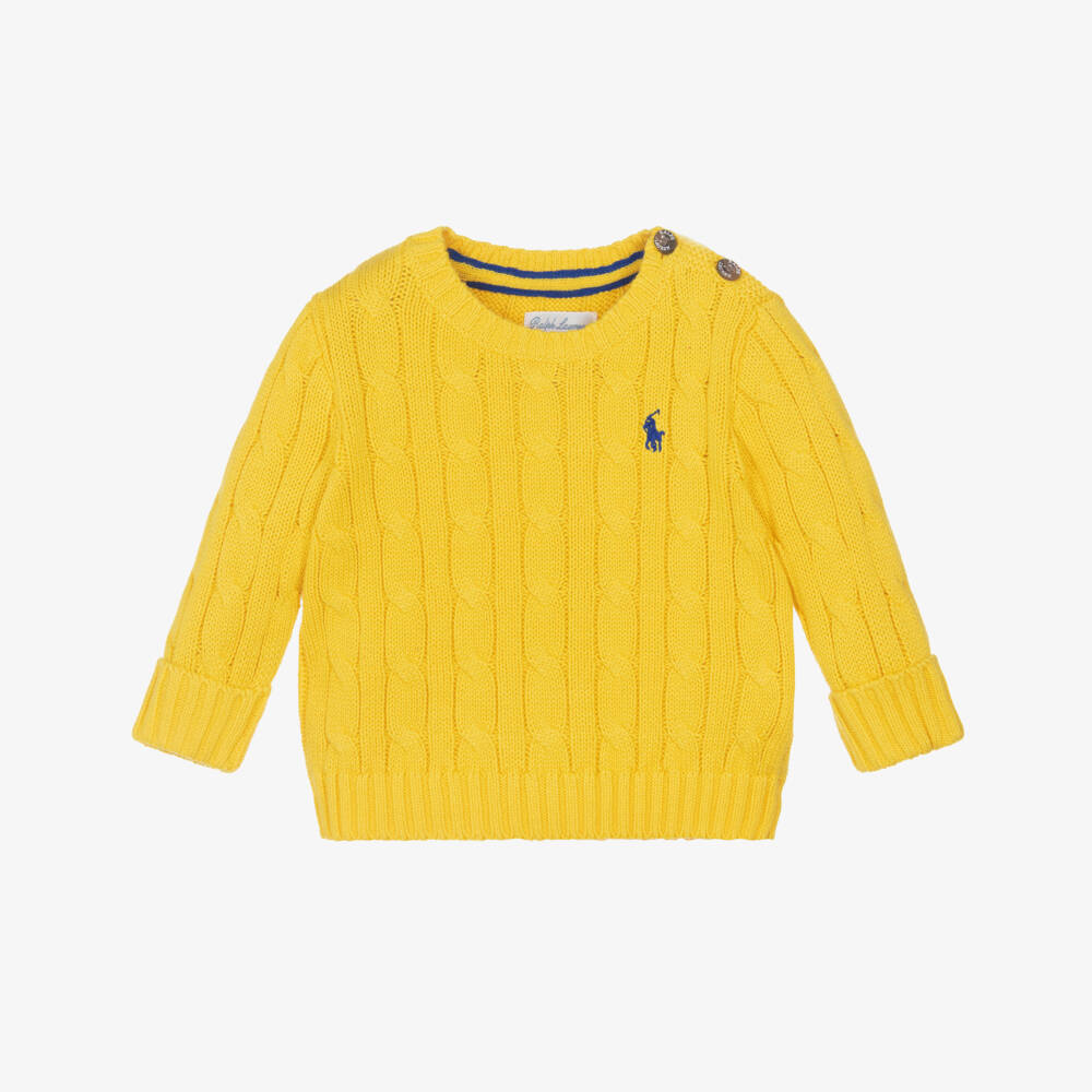 Ralph Lauren-Baby Boys Bright Yellow Cable Knit Sweater | Childrensalon Outlet