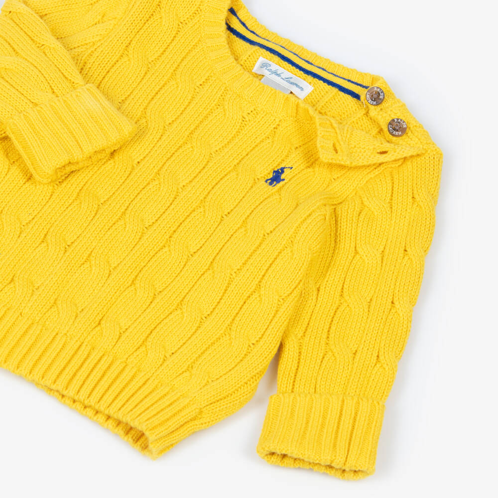 Ralph Lauren-Baby Boys Bright Yellow Cable Knit Sweater | Childrensalon Outlet