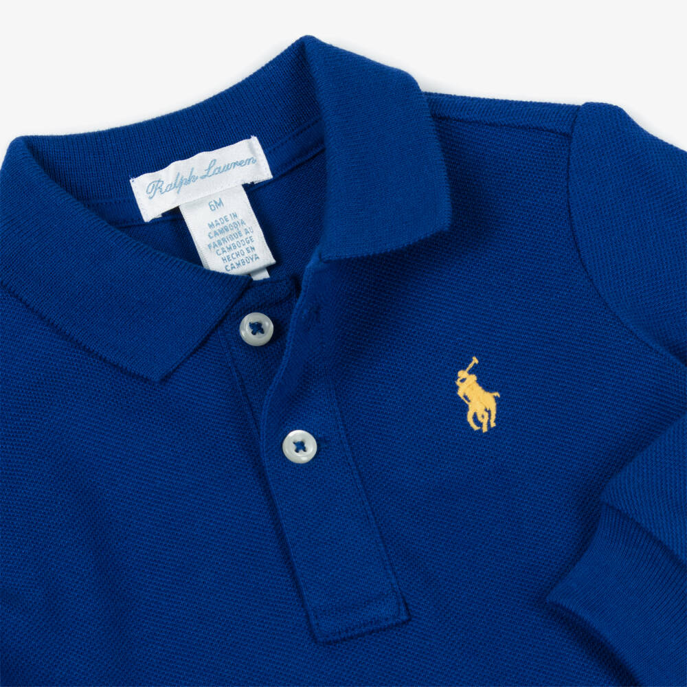 Ralph Lauren-Baby Boys Cobalt Blue Long-Sleeve Polo Shirt | Childrensalon Outlet