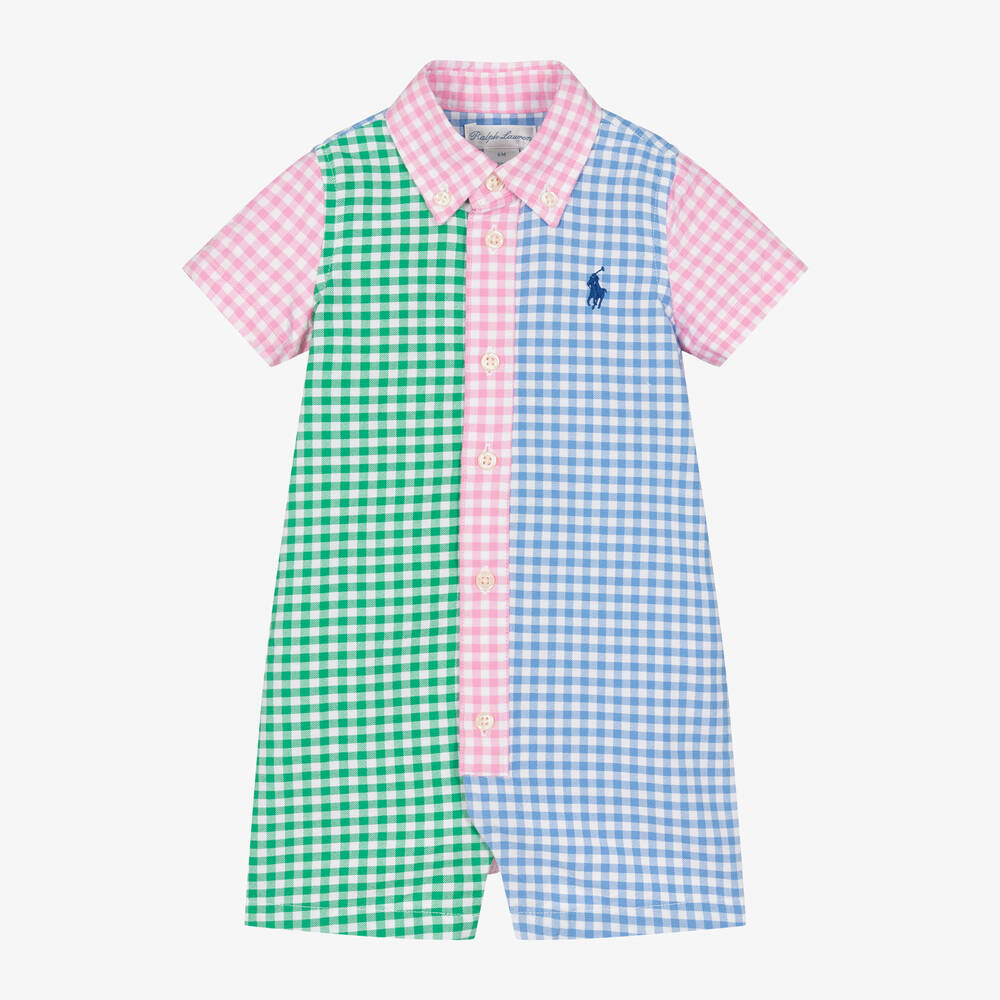 Ralph Lauren-Baby Boys Colourblock Gingham Cotton Shortie | Childrensalon Outlet