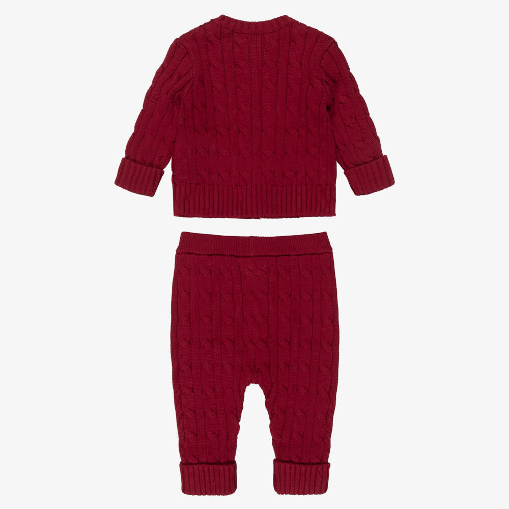 Ralph Lauren-Baby Boys Dark Red Knitted Trouser Set | Childrensalon Outlet