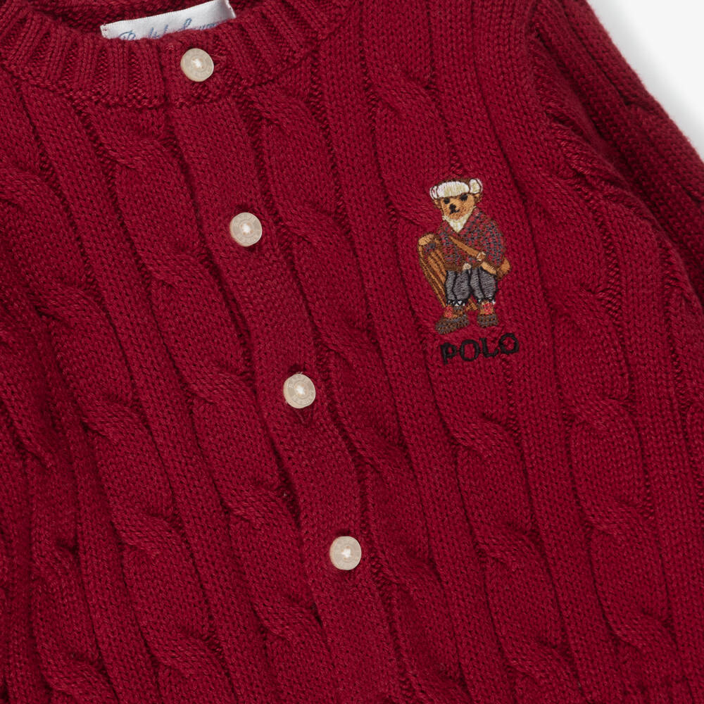 Ralph Lauren-Baby Boys Dark Red Knitted Trouser Set | Childrensalon Outlet