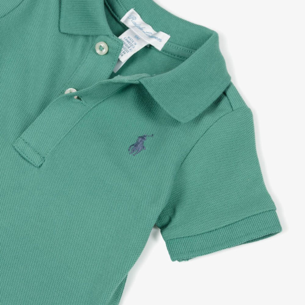 Ralph Lauren-Baby Boys Green & Blue Cotton Piqué Shorts Set | Childrensalon Outlet