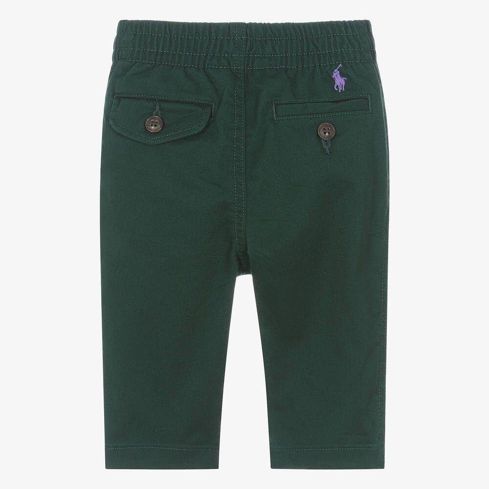 Ralph Lauren-Baby Boys Green Cotton Chino Trousers | Childrensalon Outlet