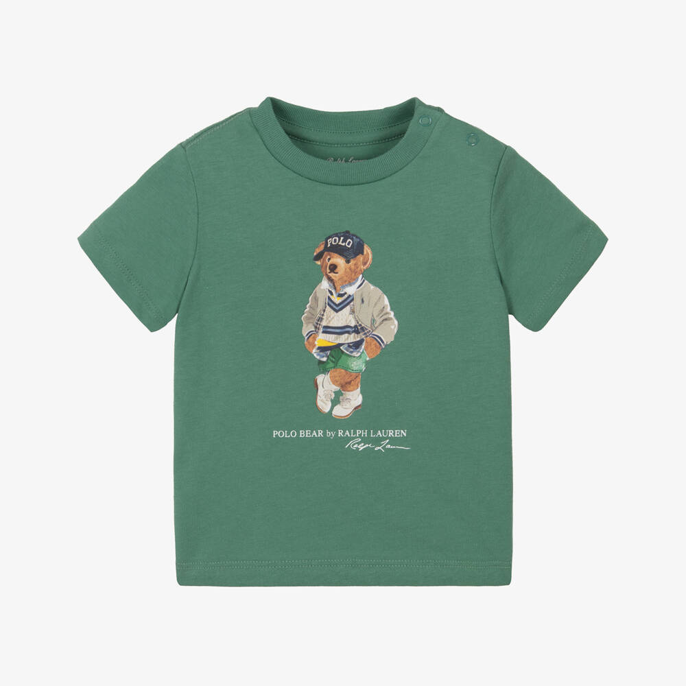 Ralph Lauren-Baby Boys Green Cotton Jersey Polo Bear T-Shirt | Childrensalon Outlet