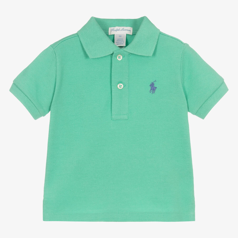 Ralph Lauren-Baby Boys Green Cotton Polo Shirt | Childrensalon Outlet