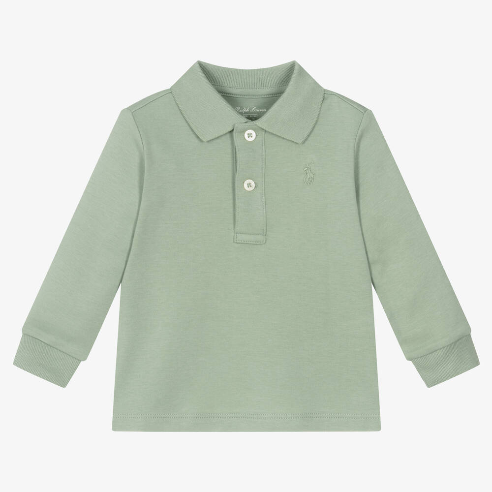 Ralph Lauren - Baby Boys Green Cotton Polo Shirt | Childrensalon