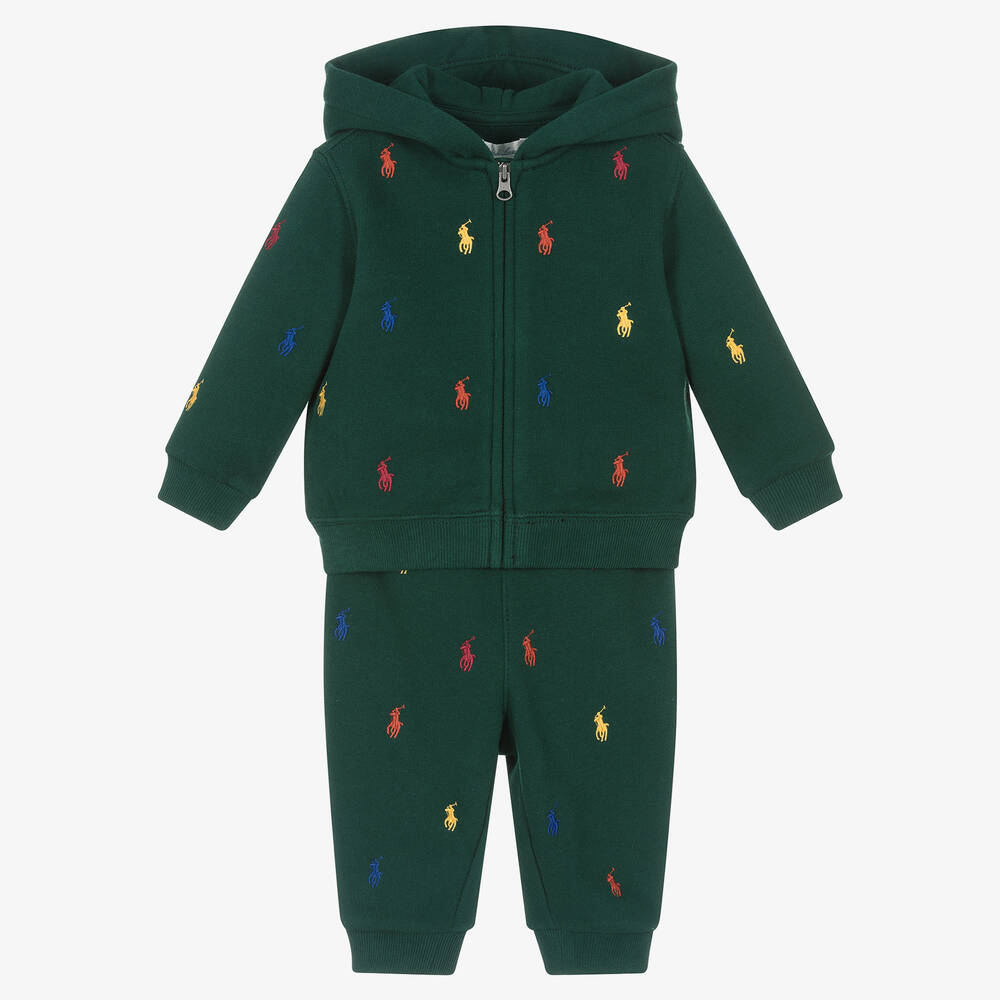 Ralph Lauren - بدلة رياضية قطن جيرسي لون أخضر للمواليد | Childrensalon