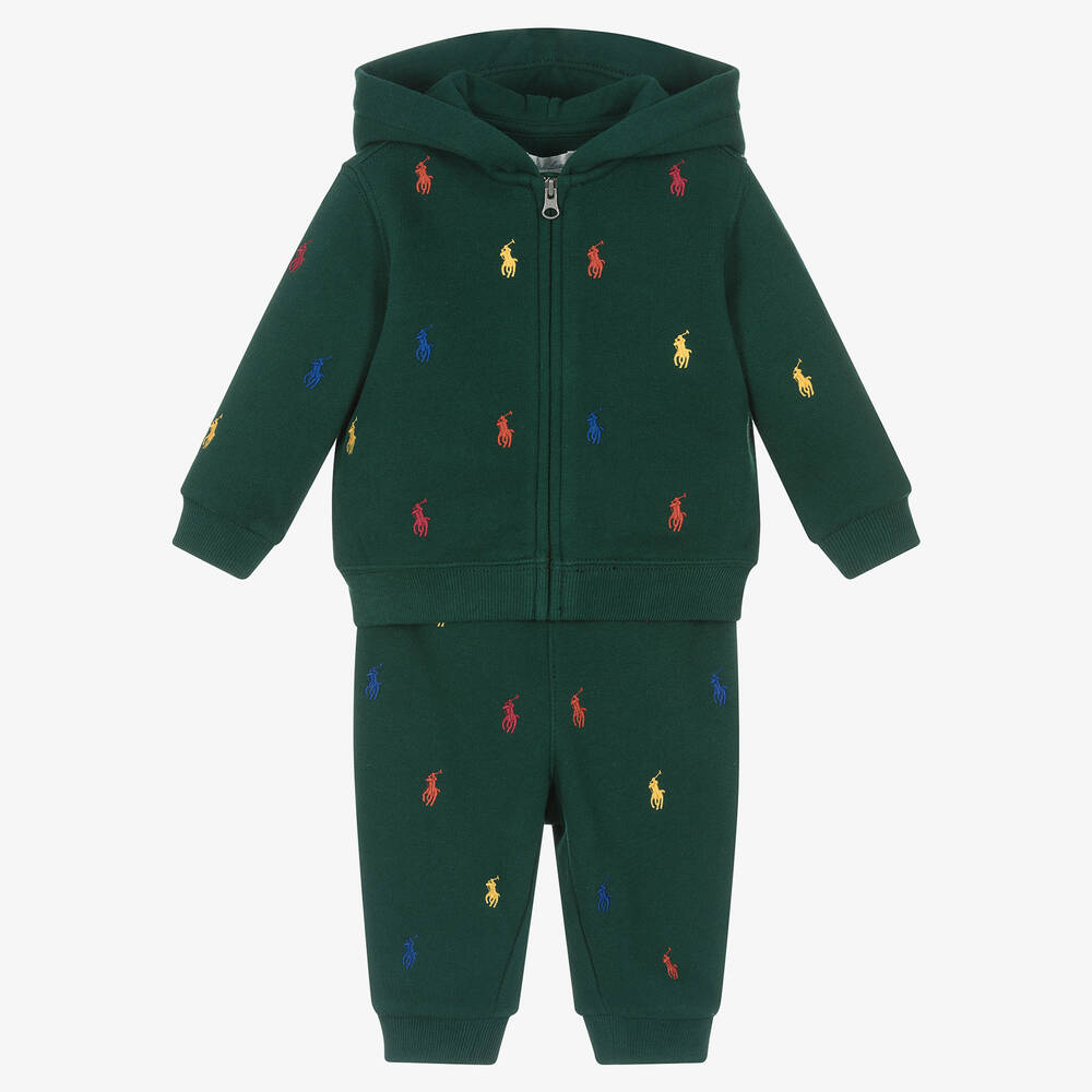 Ralph Lauren - Survêtement vert en coton Pony | Childrensalon