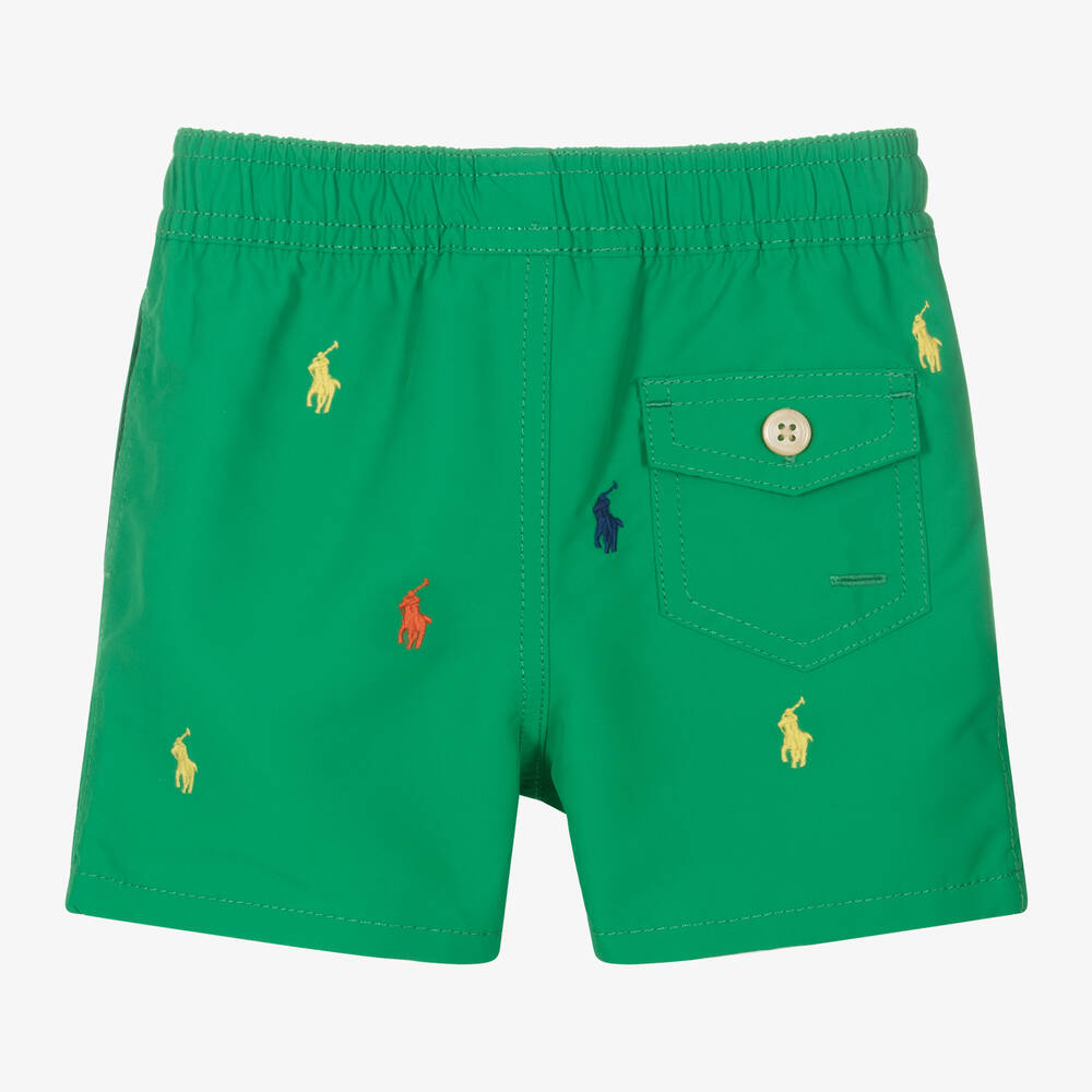 Ralph Lauren Baby Boys Green Polo Pony Swim Shorts