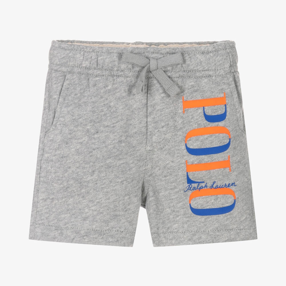 Ralph Lauren - Baby Boys Grey Cotton Logo Shorts | Childrensalon