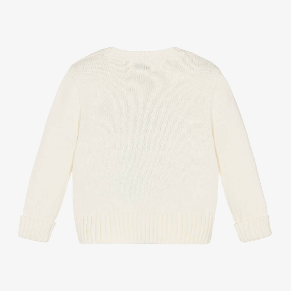 Ralph Lauren-Baby Boys Ivory Cotton Polo Bear Sweater | Childrensalon Outlet
