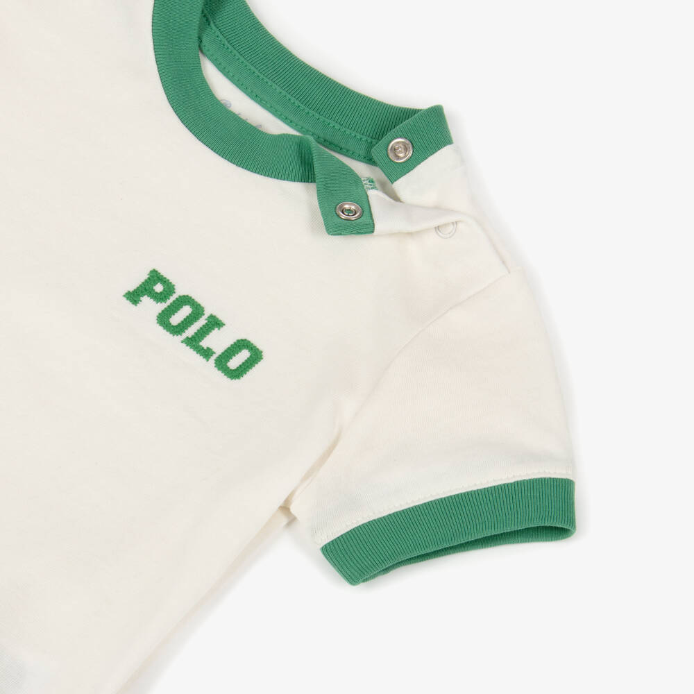 Ralph Lauren-Baby Boys Ivory Polo Logo T-Shirt | Childrensalon Outlet