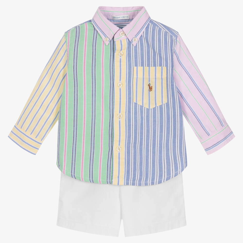 Ralph Lauren - Baby Boys Multicolour Stripe Shorts Set | Childrensalon