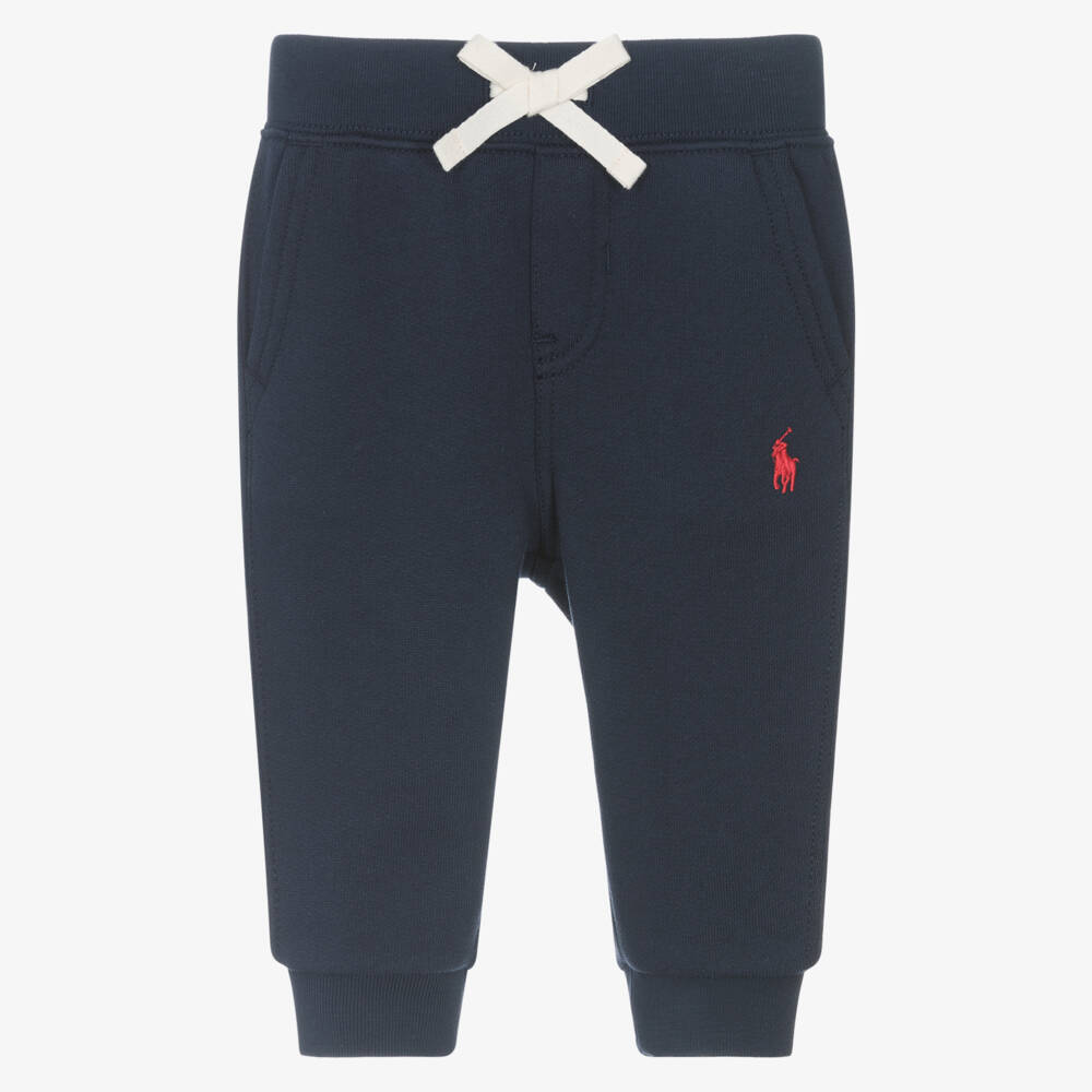 Ralph Lauren-Baby Boys Navy Blue Cotton Cuffed Joggers | Childrensalon Outlet