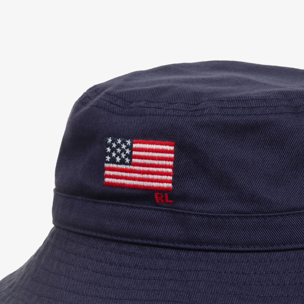 Ralph Lauren-Baby Boys Navy Blue Cotton Flag Bucket Hat | Childrensalon Outlet