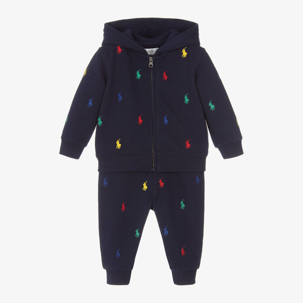 Ralph Lauren-Baby Boys Navy Blue Cotton Pony Logo Tracksuit | Childrensalon Outlet