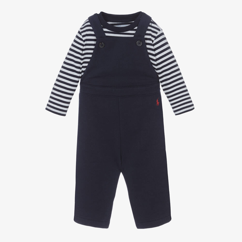 Ralph Lauren - Baby Boys Navy Blue Dungaree Set | Childrensalon