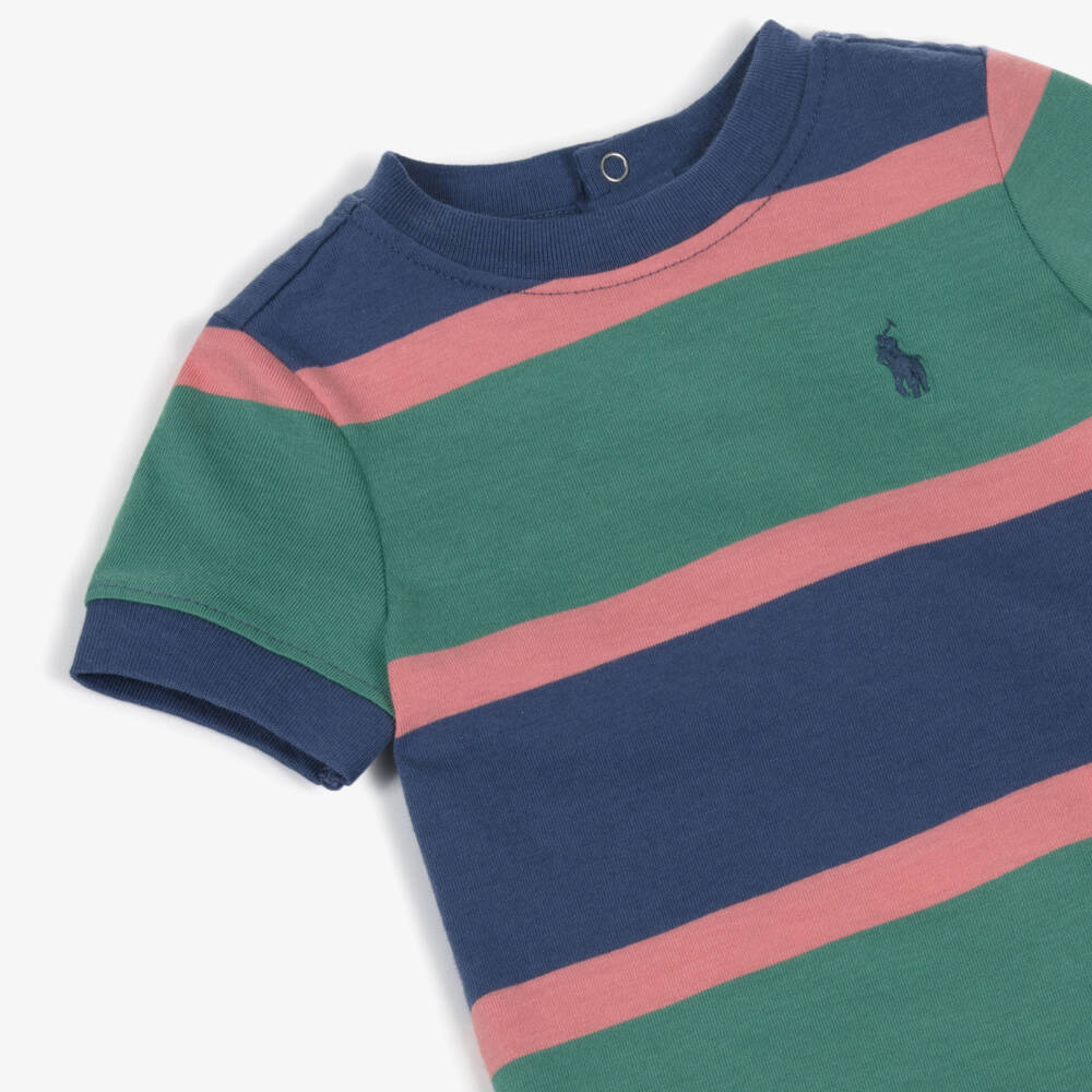 Ralph Lauren-Комбинезон в полоску синий зелёный для малышей мальчиков | Childrensalon Outlet