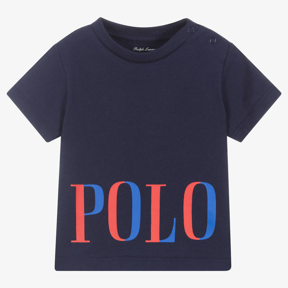 Ralph Lauren - T-shirt bleu marine bébé garçon | Childrensalon
