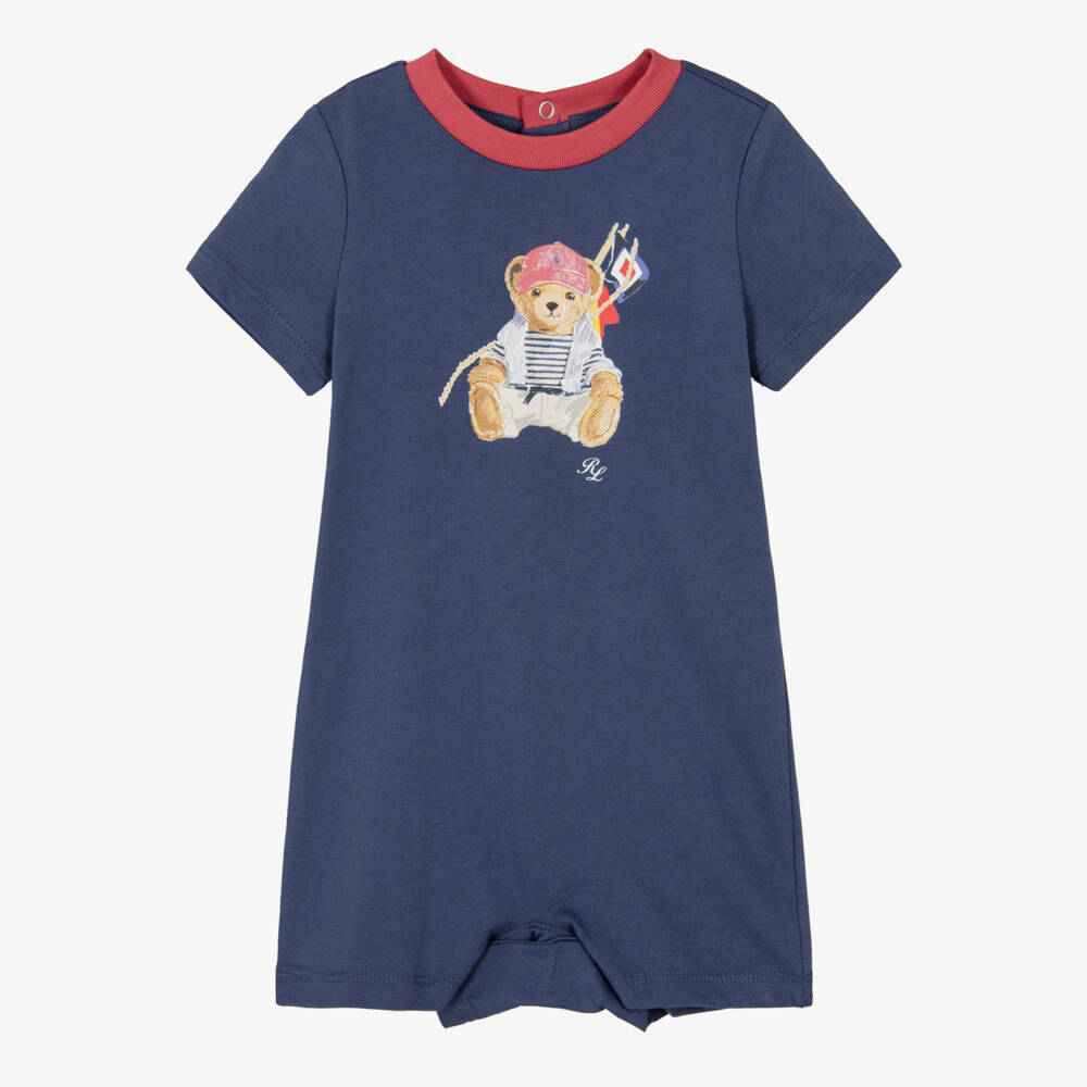 Ralph Lauren-Baby Boys Navy Blue Nautical Polo Bear Cotton Shortie | Childrensalon Outlet