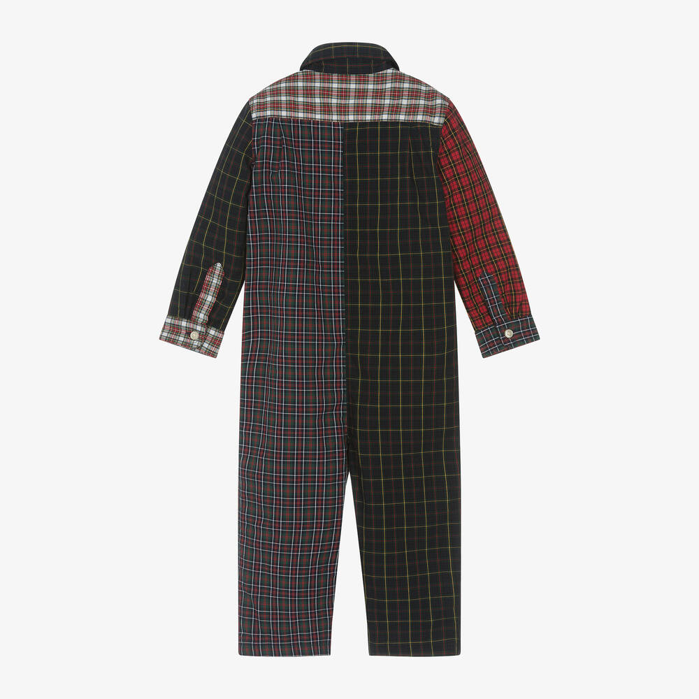 Ralph Lauren Baby Boys Navy Blue Red Plaid Romper