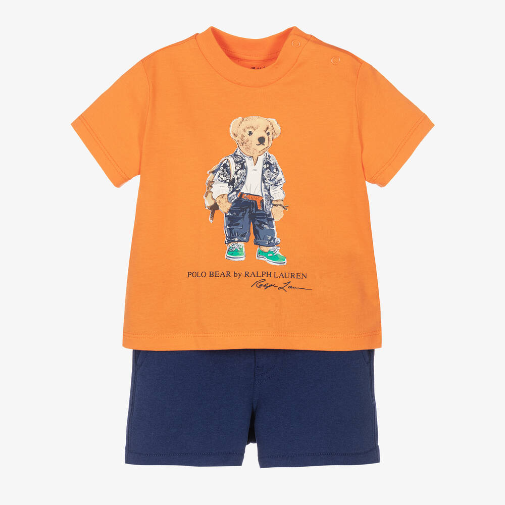 Ralph Lauren - Baby Boys Orange & Blue Shorts Set | Childrensalon