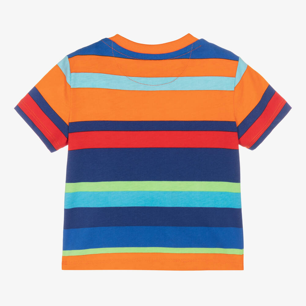 رالف لورين-تيشيرت قطن مقلم لون برتقالي للمواليد | Childrensalon Outlet