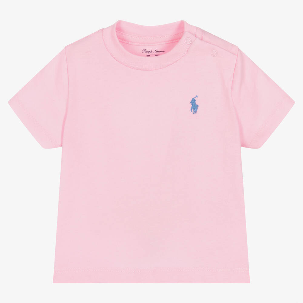 Ralph Lauren - Baby Boys Pink Cotton T-Shirt | Childrensalon