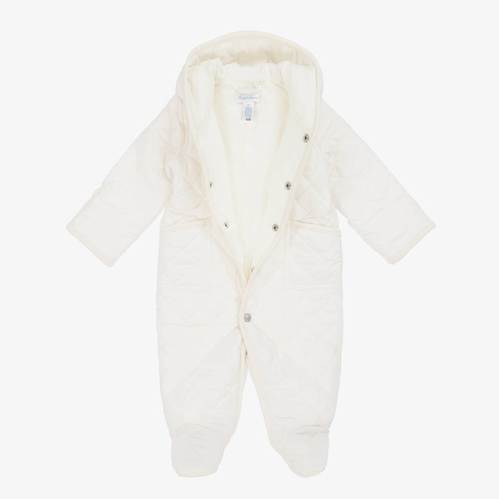 Ralph Lauren-Baby Boys Quilted Ivory Snowsuit | Childrensalon Outlet