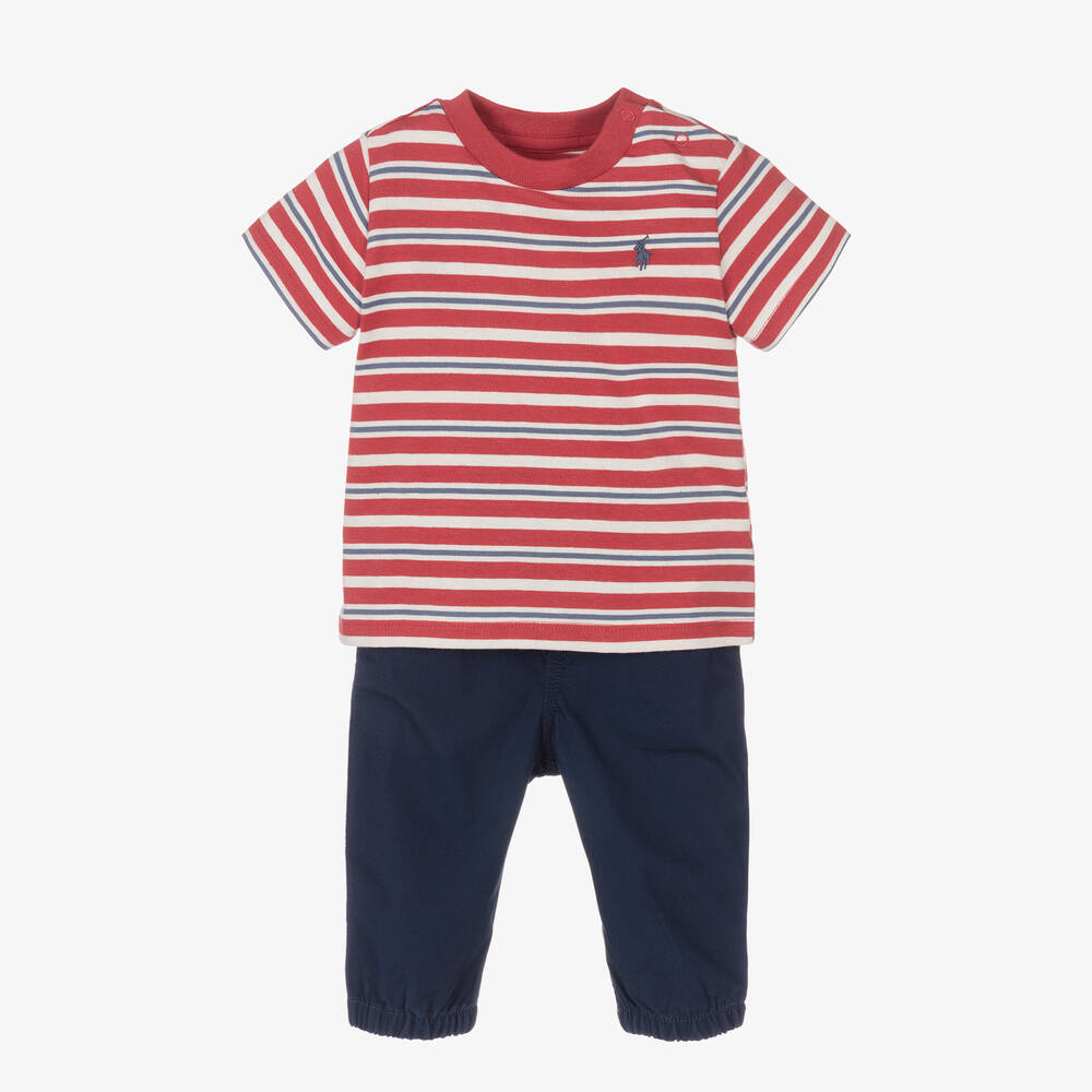 Ralph Lauren - Baby Boys Red & Blue Trouser Set | Childrensalon