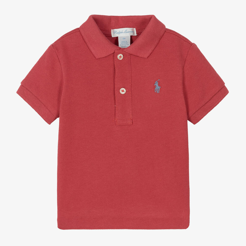 Ralph Lauren - Rotes Baby-Baumwollpiqué-Poloshirt | Childrensalon