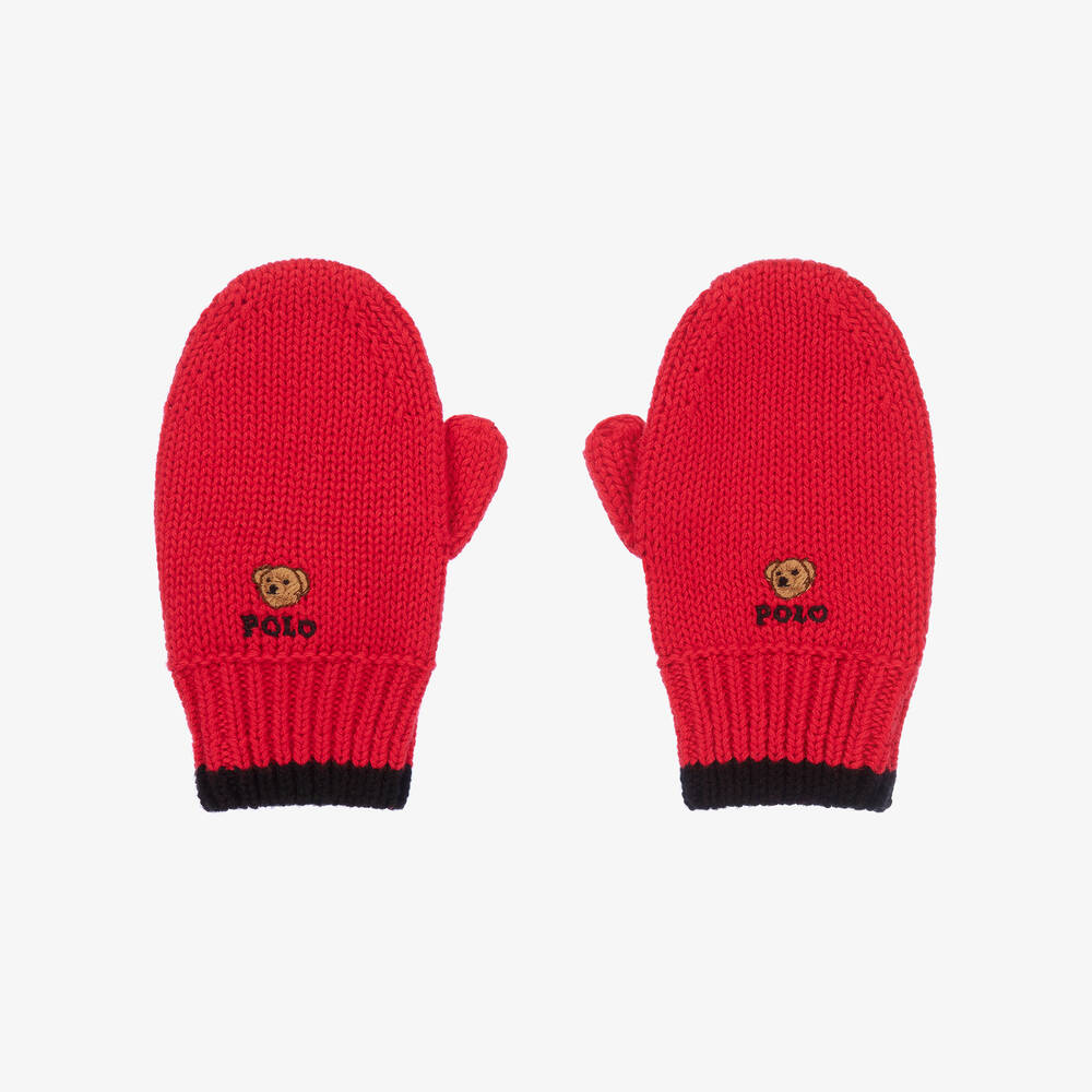 Ralph Lauren - Baby Boys Red Logo Mittens | Childrensalon