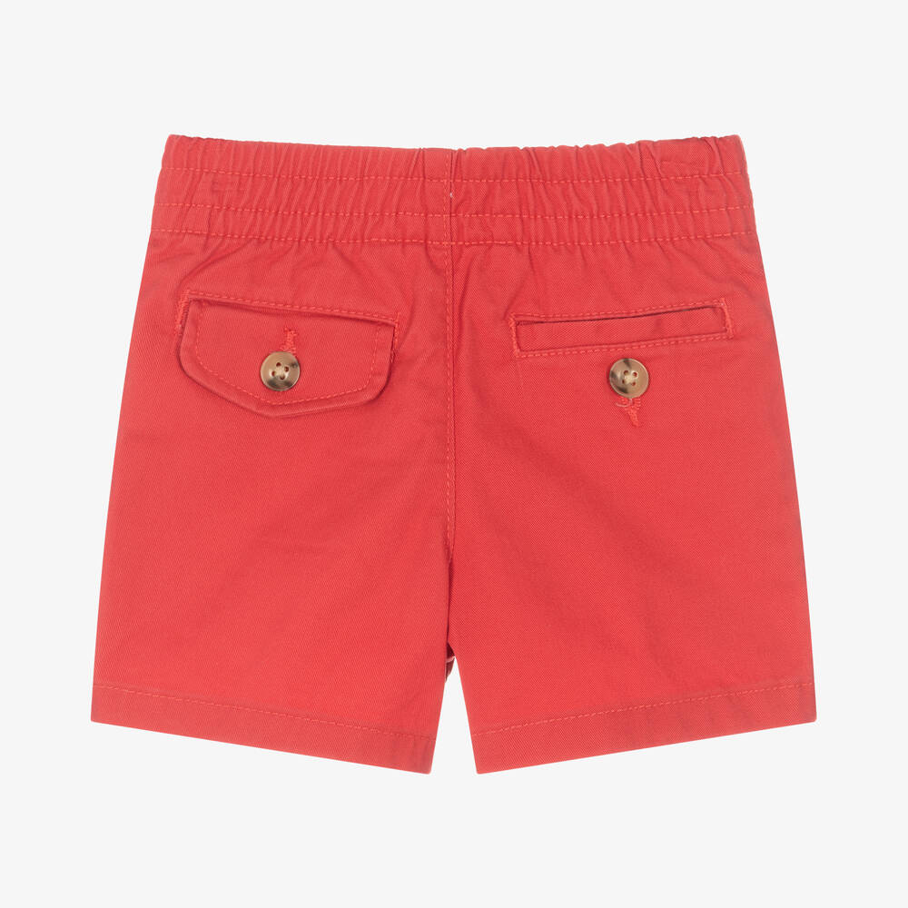 Ralph Lauren-شورت قطن تويل لون أحمر مرجاني للمواليد | Childrensalon Outlet