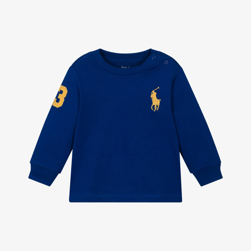 Ralph Lauren-Baby Boys Royal Blue Cotton Big Pony Top | Childrensalon Outlet