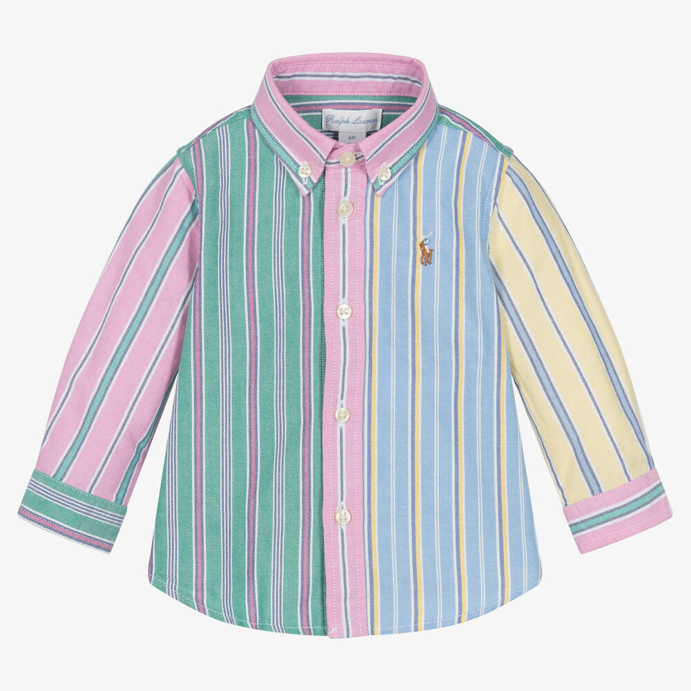 Ralph Lauren - قميص قطن أكسفورد مقلّم بألوان متعددة للمواليد | Childrensalon