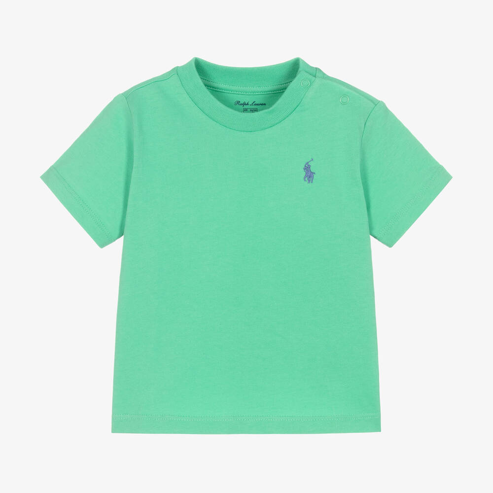 Ralph Lauren-Baby Boys Turquoise Green Cotton T-Shirt | Childrensalon Outlet