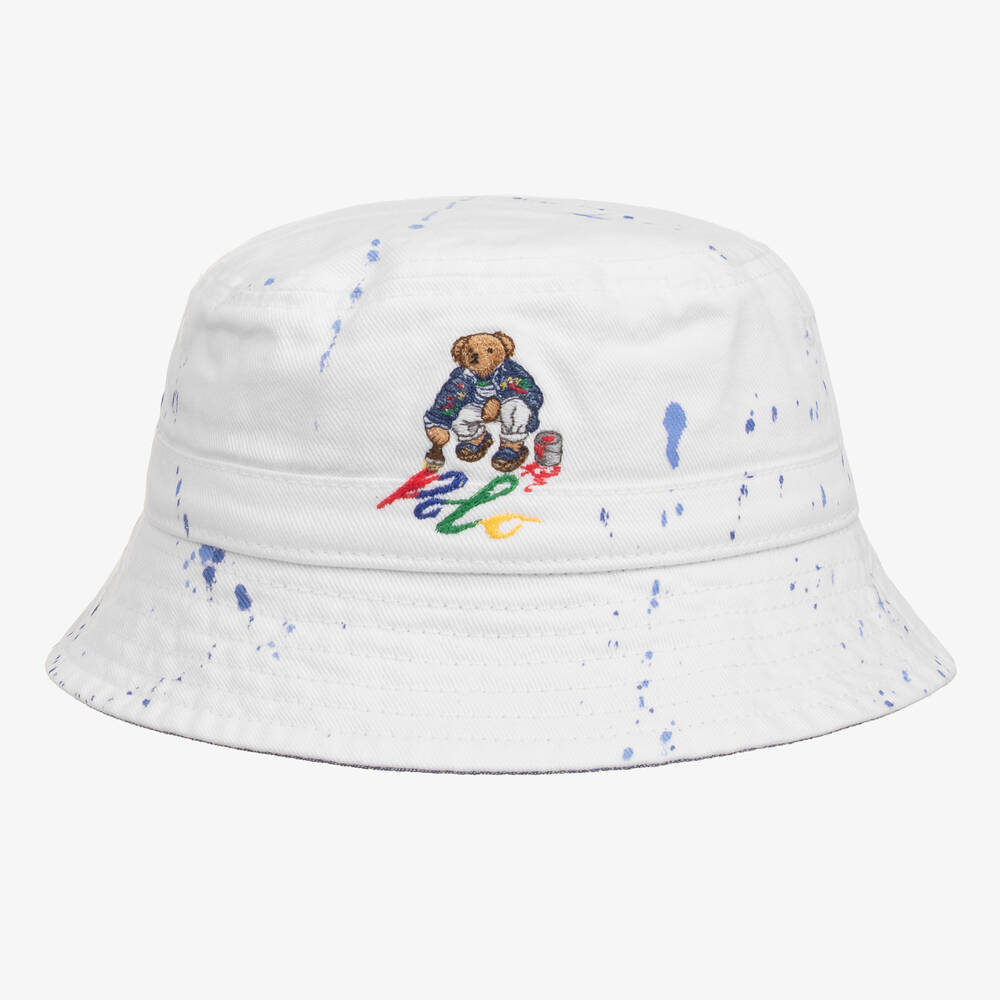 Baby Boys White Cotton Bucket Hat