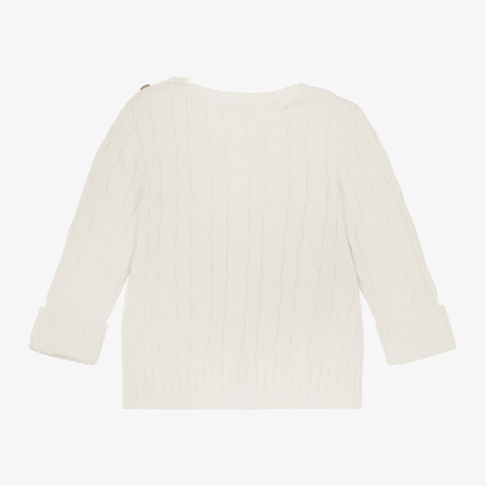 Ralph Lauren Baby Boys White Cotton Knit Jumper Childrensalon Outlet