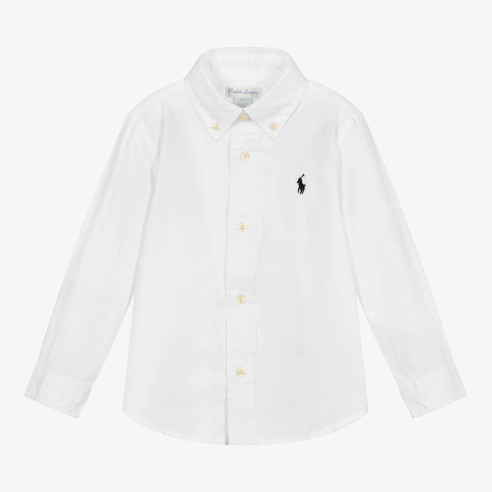 Ralph Lauren-Baby Boys White Cotton Logo Shirt | Childrensalon Outlet