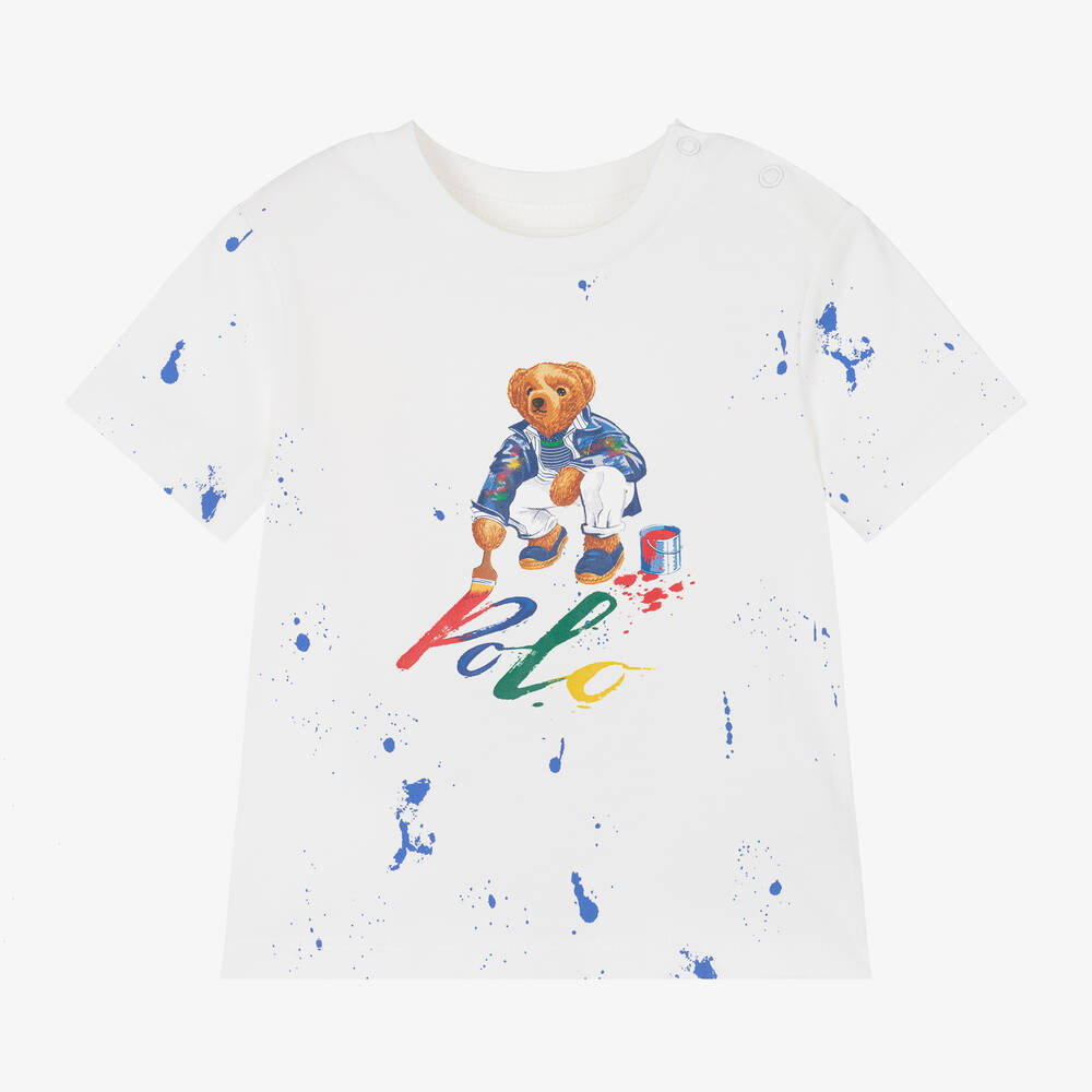Ralph Lauren-تيشيرت قطن لون أبيض للمواليد | Childrensalon Outlet